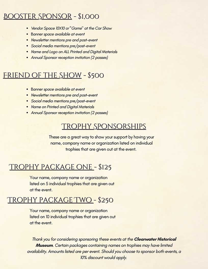 Sponsor Halloween at Clearwater Historical